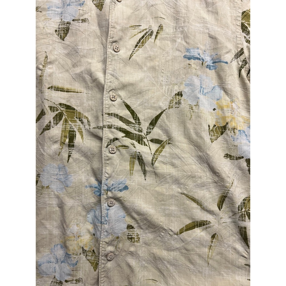 Tommy Bahama Mens SILK Hawaiian Shirt Yellow Bamboo Floral Short Sleeve Resort - Picture 4 of 12